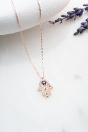 Heliophilia Silver Collar de Plata y Oro Rosa con Circón